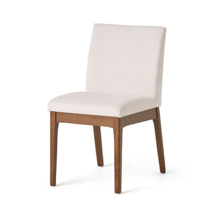 5 Piece Dining Set With Table And Upholstered Chairs - Light Beige / Walnut