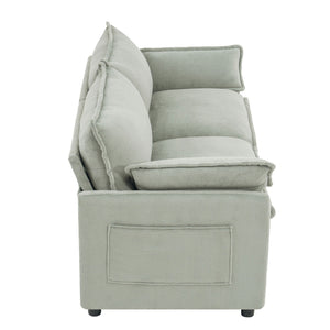 Modern Loveseat Sofa, Upholstered Couch With Side Storage Pockets