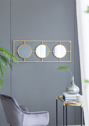 3 Mirror Piece Wall Mirror InRectangular Frame, Home Wall Decor For Bedroom Living Room