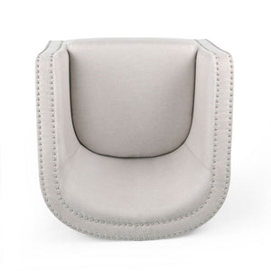 Modern Upholstered Swivel Club Chair With Nailhead Trim