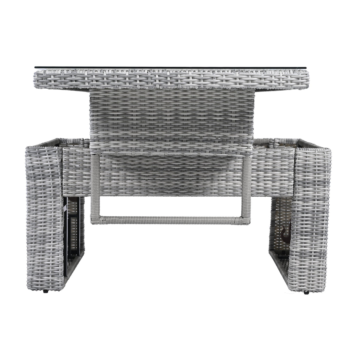 Outdoor Furniture Set Patio Rattan Furniture with Adjustable Table, Recliners, Side Tables, Ottomans