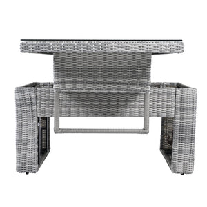Outdoor Furniture Set Patio Rattan Furniture with Adjustable Table, Recliners, Side Tables, Ottomans