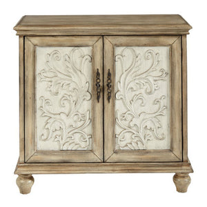 Driscoll - 2 Door Cabinet With Floral Design - Reclaimed Natural