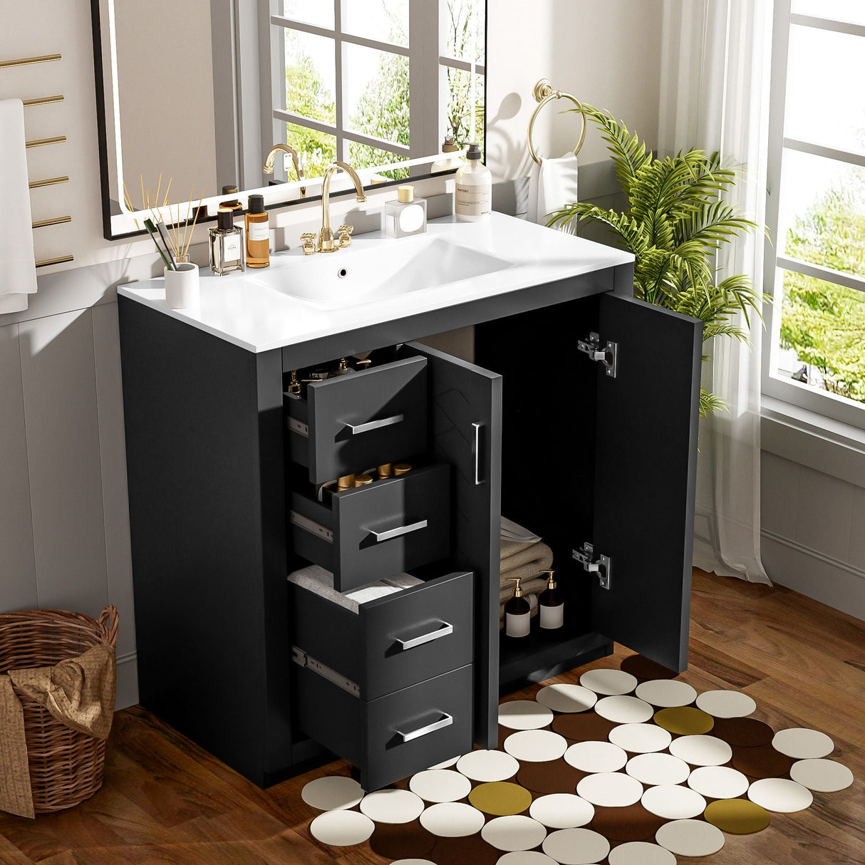 Bathroom Vanity With Sink Combo, Storage Cabinet