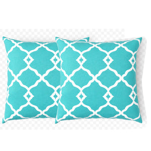 2 Pack Outdoor Pillow Covers in Aqua Moroccan