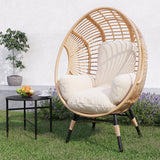 New Style PE Wicker Weaving Patio Egg Chair with Natural Color Rattan Beige Cushion