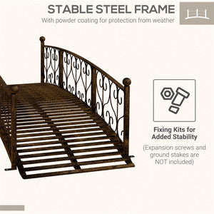 Outsunny 7' Metal Arch Garden Bridge with Safety Siderails