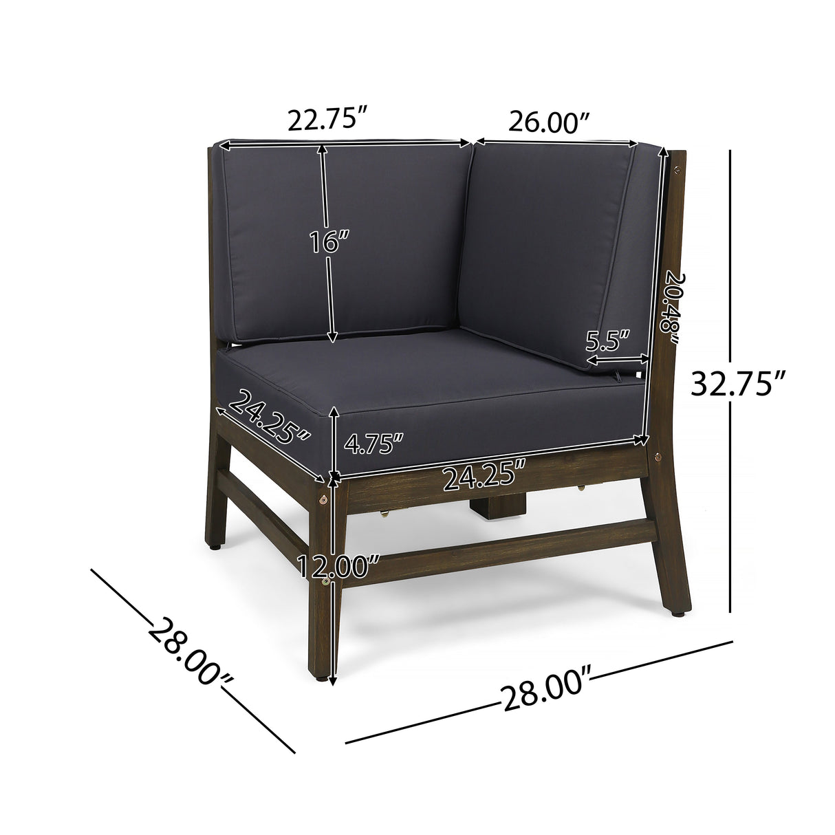 Perla 6-Piece Dark Grey Outdoor Sofa Set