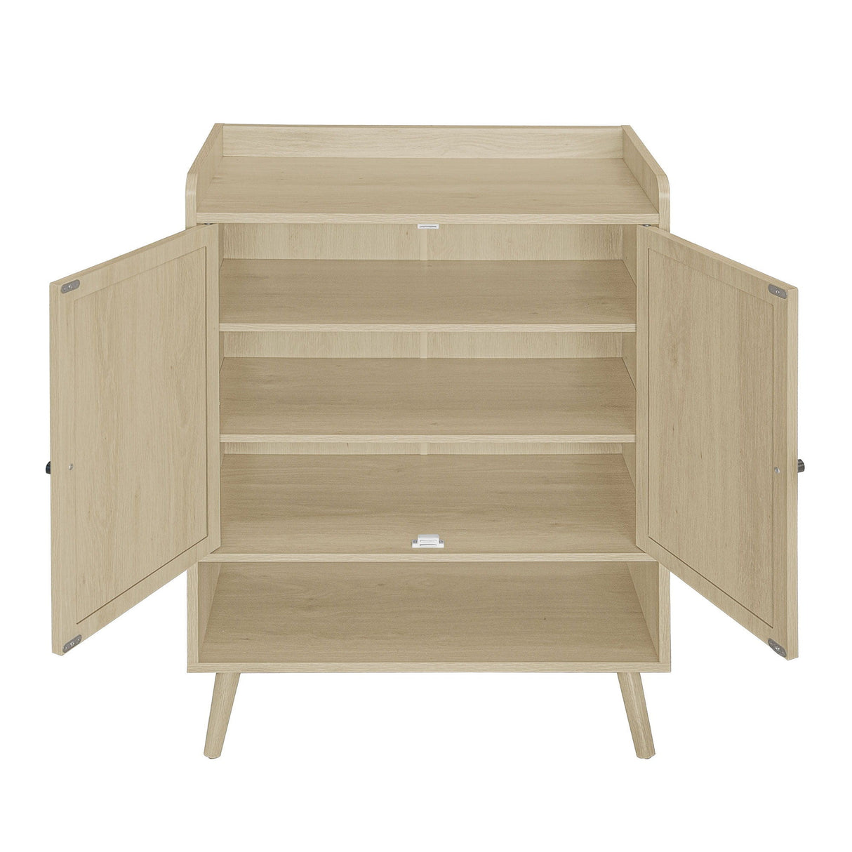 2 Door Shoe Rack, Freestanding, Modern Shoe Storage Cabinet, For Entryway - Natural