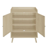 2 Door Shoe Rack, Freestanding, Modern Shoe Storage Cabinet, For Entryway - Natural