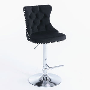 Swivel Barstools Adjusatble Seat Height From 25-33", Modern Upholstered Base Bar Stools With Backs Comfortable Tufted For Home Pub And Kitchen Island (Set of 2)