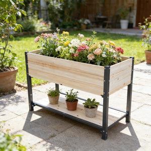 Solid Wood & Iron Frame Raised Garden Bed