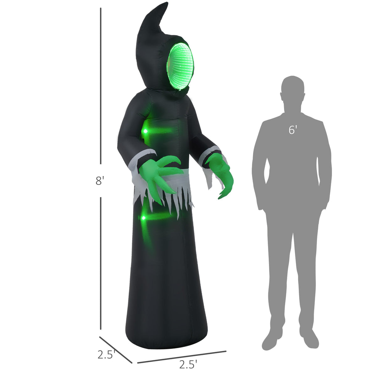 HOMCOM 8ft Inflatable Halloween Decoration Mirror Face Ghost