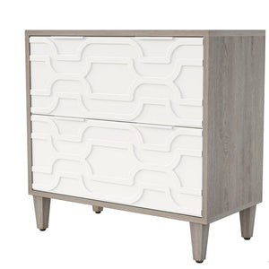 2 Drawer Lateral File Cabinet, Fits A4 / Letter / Legal - Gray / White