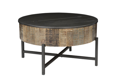 Rustic Vintage Mango Wood Coffee Table with Hidden Storage