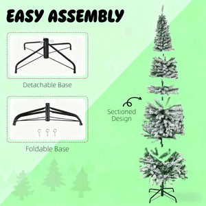 Flocked Christmas Tree with Faux Snow and Dense Branches