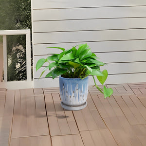 Set of 2 Ceramic Flowerpots with Drainage Hole