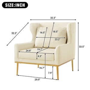 Elegant Curved Armrest Accent Armchair with Plush Foam Cushion - Green, Purple, Black, Beige