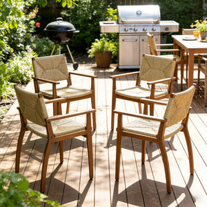 Durable Outdoor Dining Chair with Acacia Wood Frame and Wicker Seat