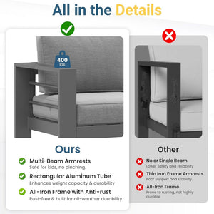 Modern All-Weather Patio Armchairs With Thick Cushions (Set of 2)