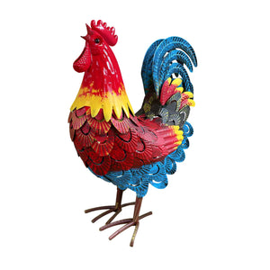 Wrought-Iron Rooster Garden Statue