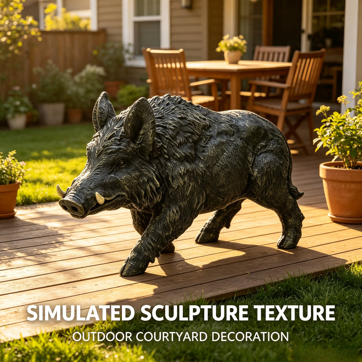 Simulated Wild Boar Resin Garden Statue