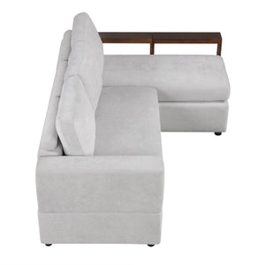 87.4' Sectional Sofa with Reversible Armrests Gray Chenille Upholstery