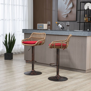 Modern Swivel Bar Stools Adjustable Counter Chairs With Footrest (Set of 2)