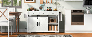 K&K 53.7" Farmhouse Kitchen Island with Power Outlet