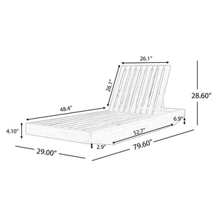 Modern Acacia Wood Outdoor Chaise Lounge with Beige Cushion
