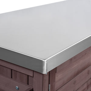 K&K 78.3' Outdoor Kitchen Island with Foldable Grill Table