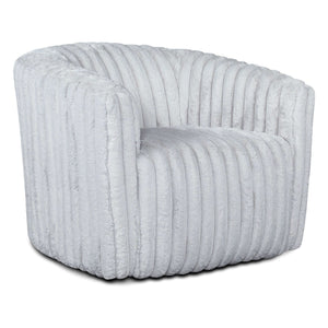 Modern Comfort Swivel Chair with Channel-Tufted Design - White or Gray