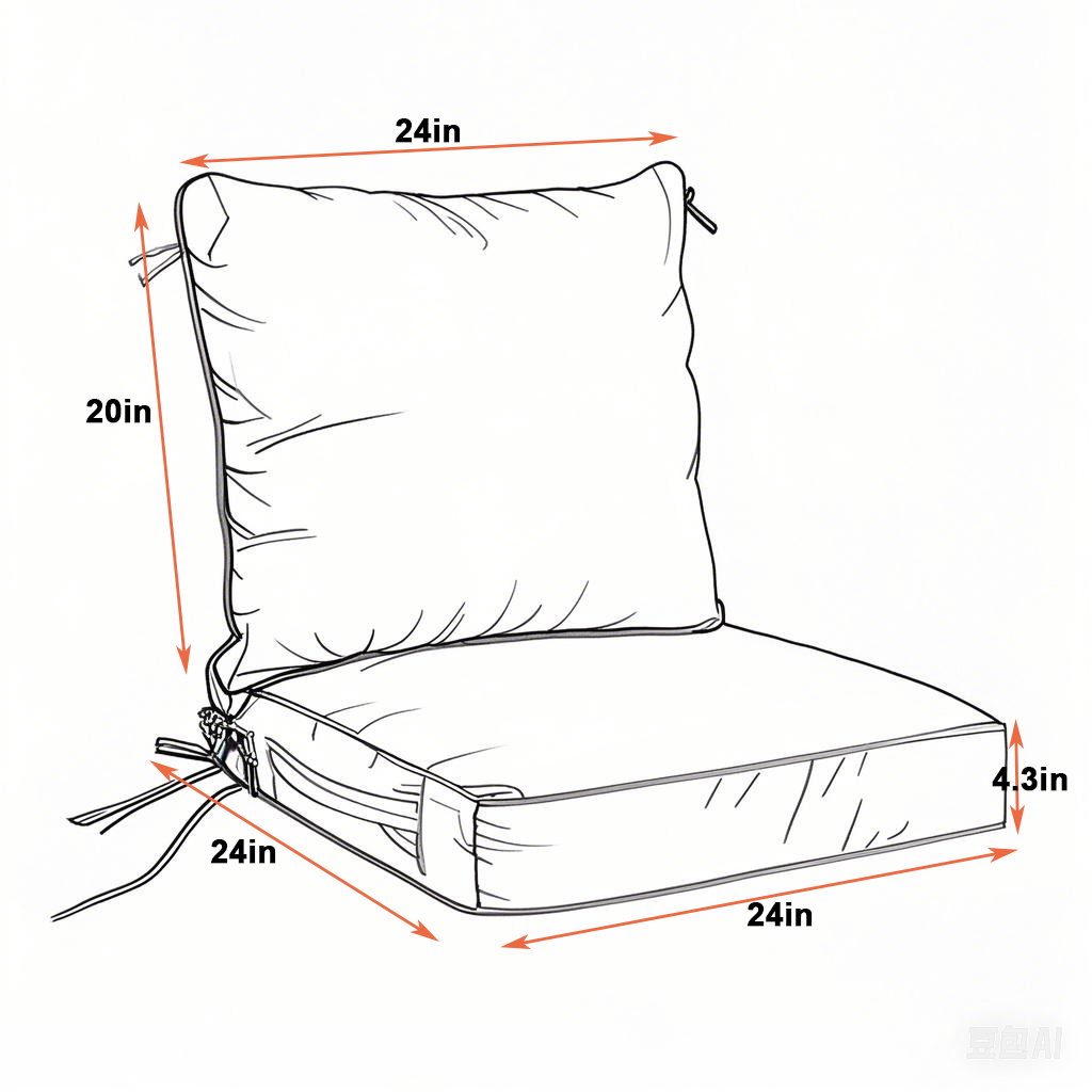 24x24 Inch Outdoor Deep Seat Cushion Set - Waterproof Fade-Resistant Patio Furniture Cushions