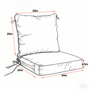 24x24 Inch Outdoor Deep Seat Cushion Set - Waterproof Fade-Resistant Patio Furniture Cushions