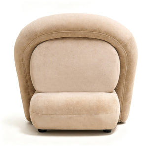 Stylish Dark Beige Velvet Lounge Chair