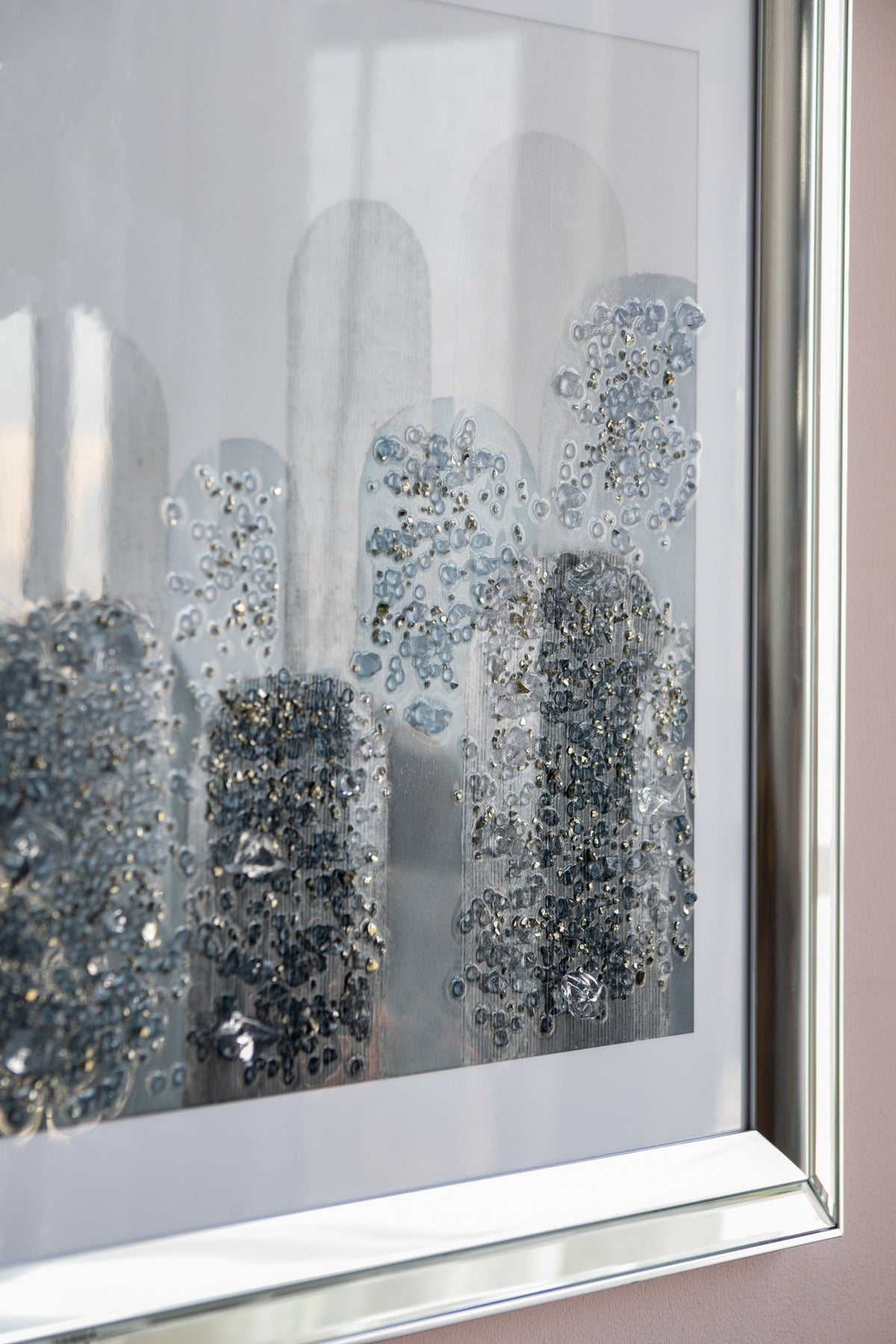 Crystal Mirror Framed Wall Art Set with Night and Day Motif – 23.6” Square