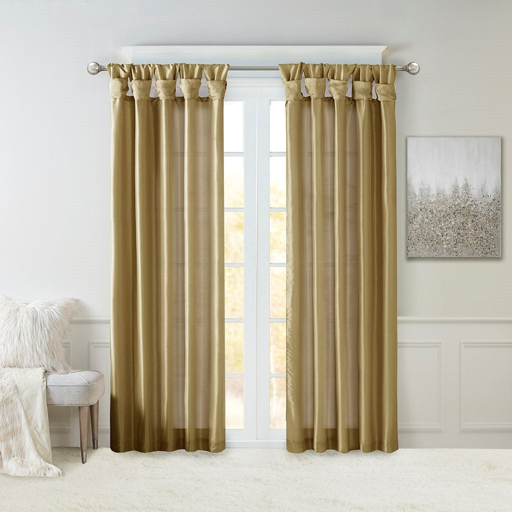 Twist Tab Lined Window Curtain Panel Bronze 50x84'