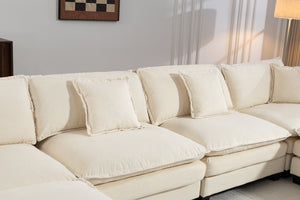 Modern 4-Seater Sectional Sofa with 2 Ottomans