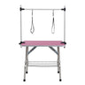 Folding Dog Pet Grooming Table Stainless Steel Frame Rubber Mat On Board With Adjustable Arm And Clamps Pet Dog Cat Grooming Table