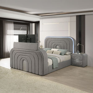 Shelyn - Bedroom Bed With LED, TV Stand, Fireplace & Bluetooth