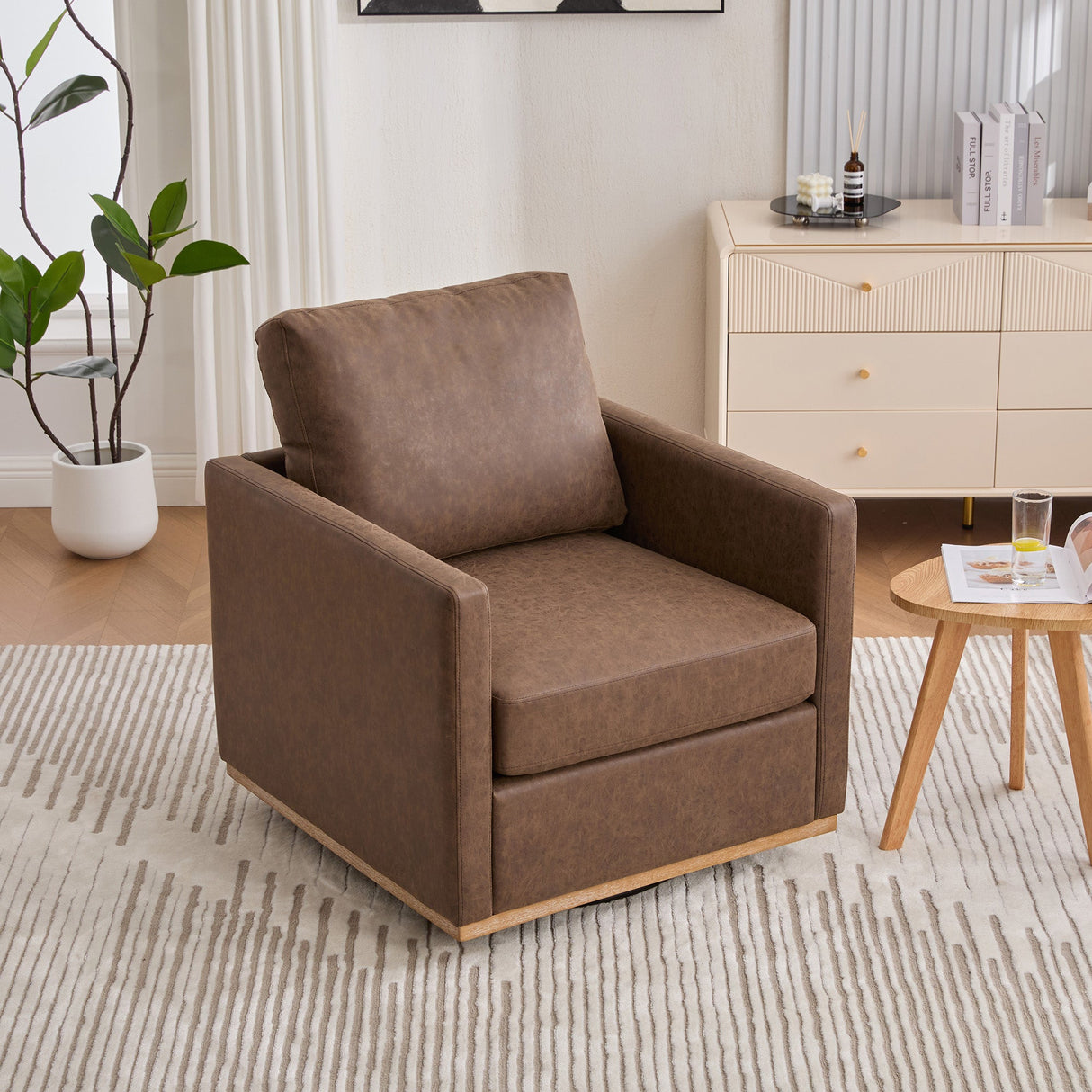 Thornfield Upholstered Square Swivel Accent Chair