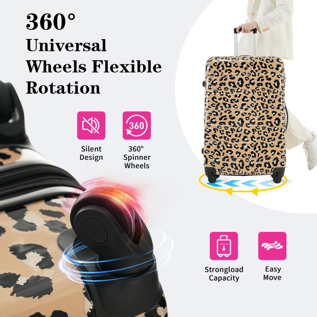 Hardshell Luggage Sets 3 pcs Spinner Suitcase with TSA Lock Lightweight Luggages