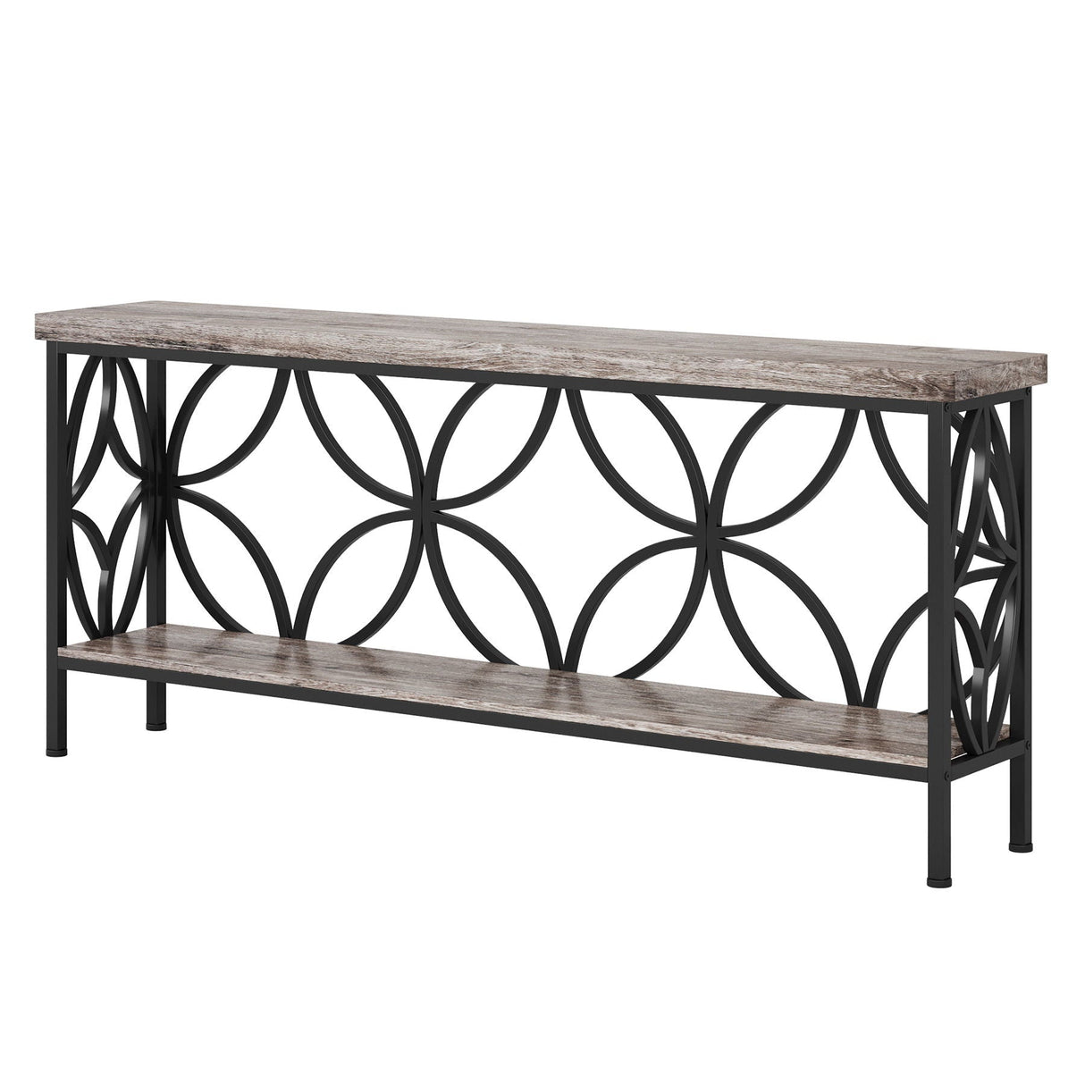 Extra Long Console Table With Open Storage Shelves