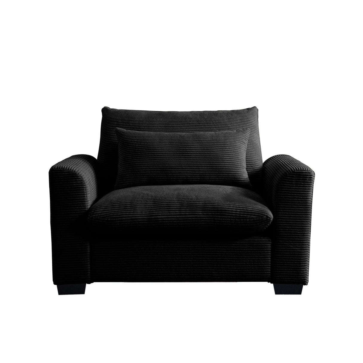 Black Corduroy Deep Seat Single Sofa Accent Chair
