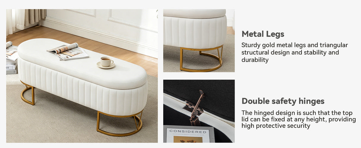 Storage Bench Bedroom Bench with Golden Metal Legs