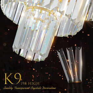 20' Modern Crystal Chandelier with Gold Finish, 4-Tier Design for Dining Room or Living Room, Elegant Crystal Pendant Light Fixture (Bulb Not Included)