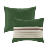 7 PC Faux Suede Comforter Set Green Queen