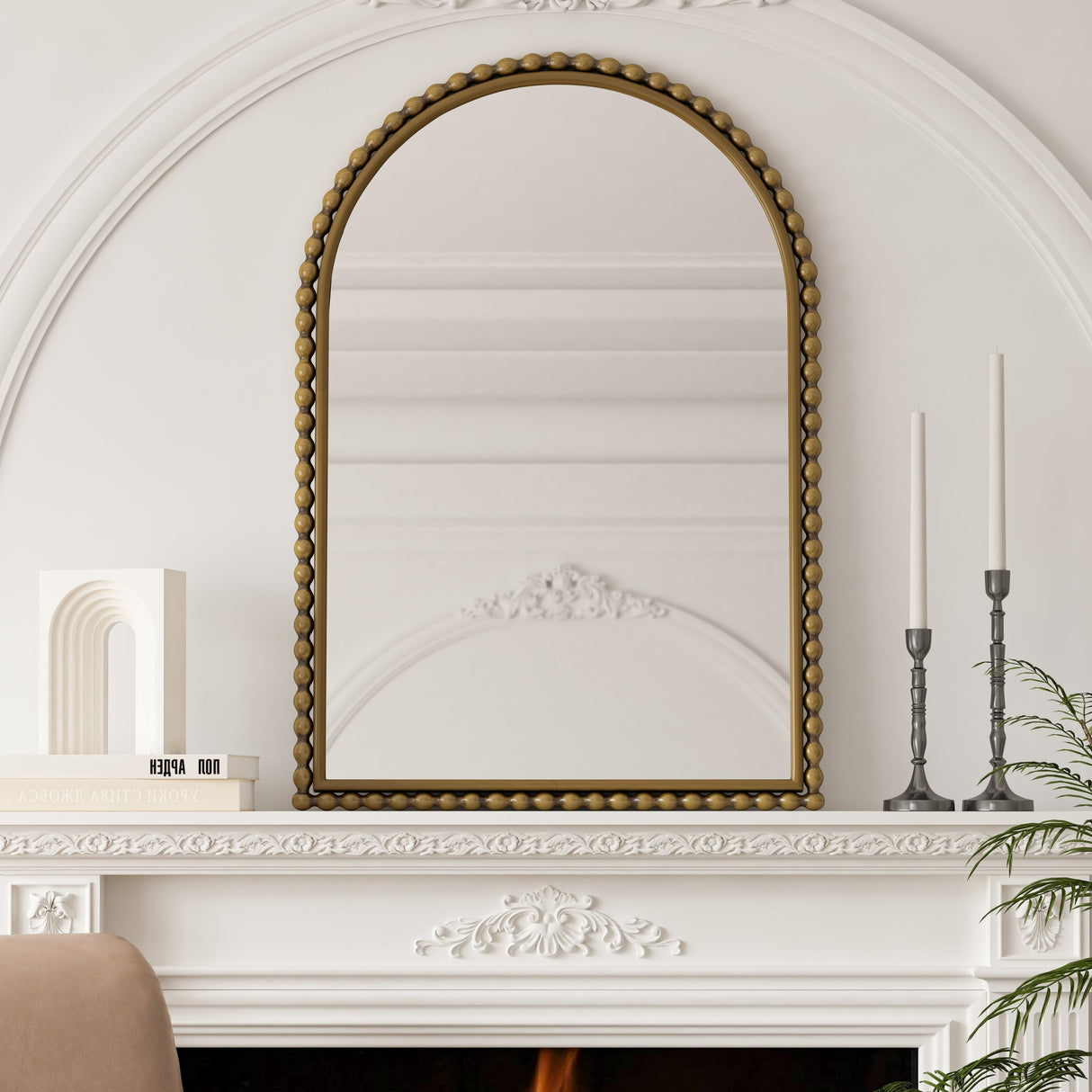 Vintage Iron Arch Wall Mirror in Gold