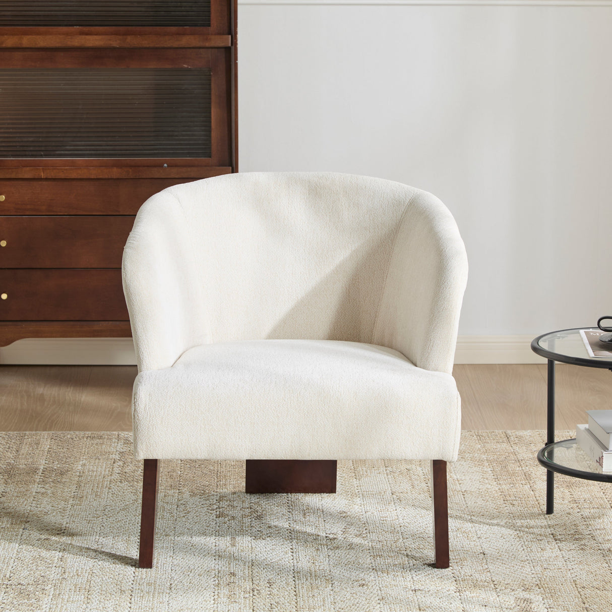 Windsor Mid-Century Accent Chair - Soft Fabric Upholstery