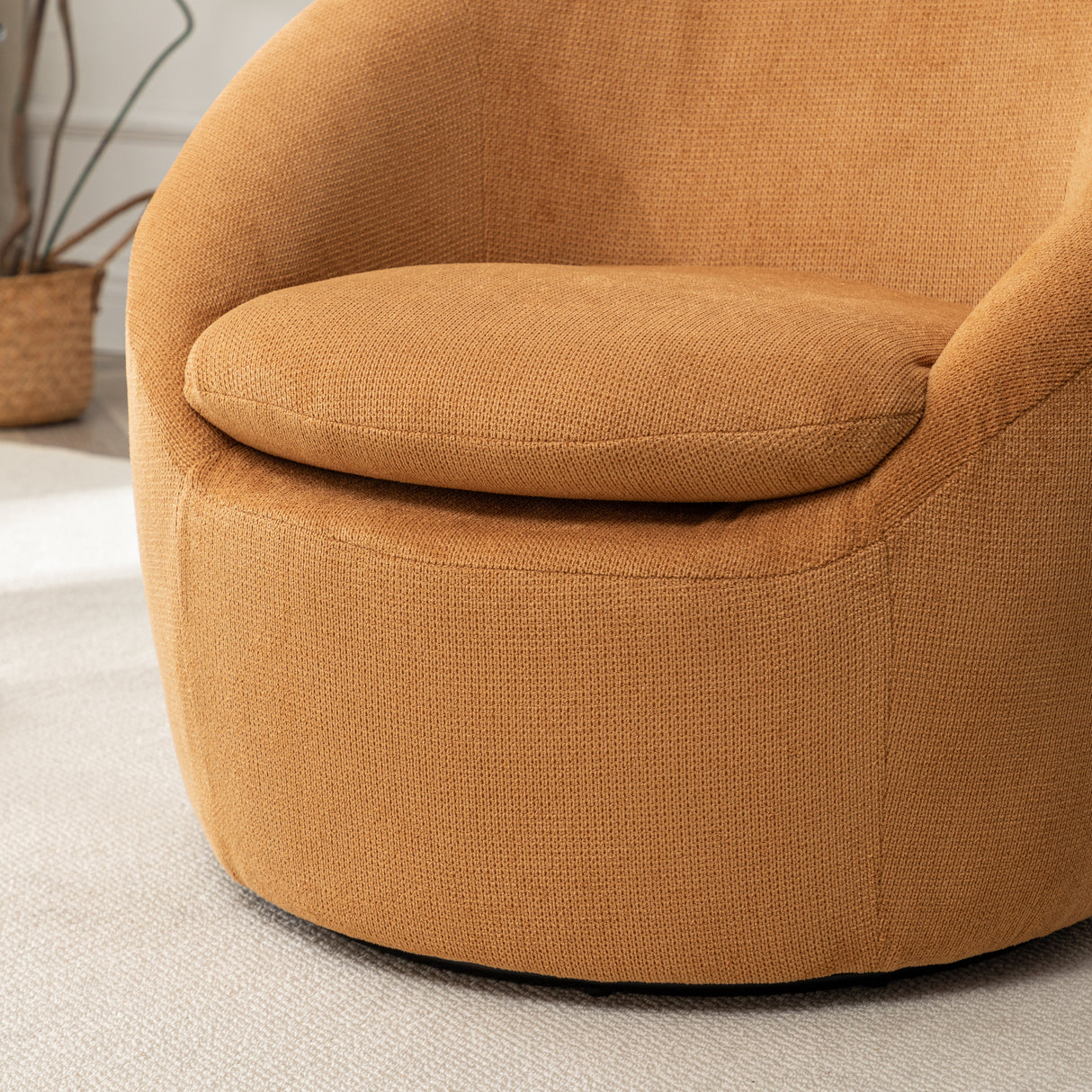 Winnie Modern Teddy Fabric Swivel Barrel Chair